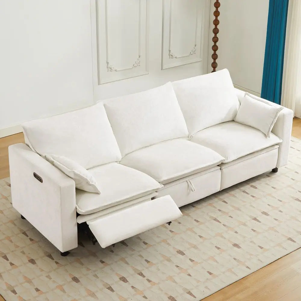 Power Reclining Sofa Cloud Couches for Living RoomCloud Couch Sectional with Storage Drawer,3 Seater Reclining Couches, Chenill
