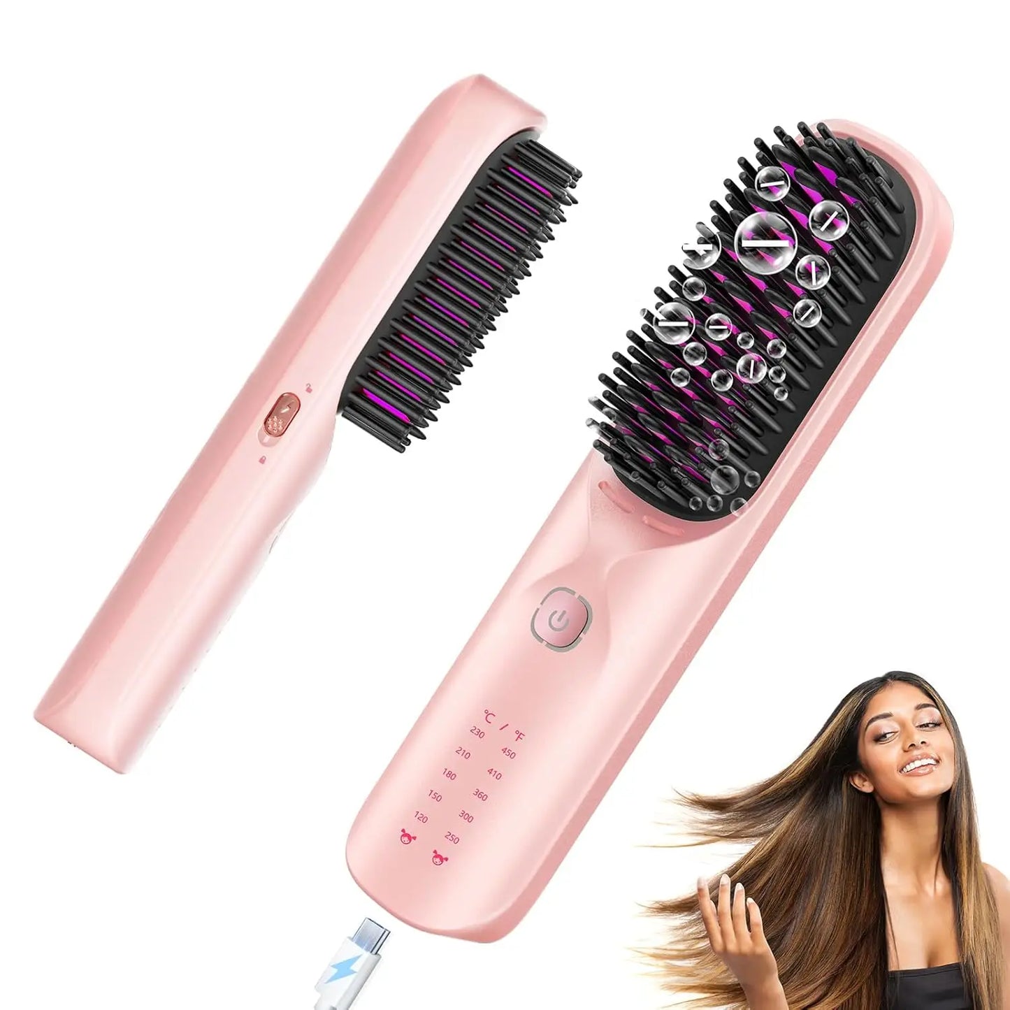Bopcal Cordless Hair Straightener Comb Brush 10000mAh Portable
