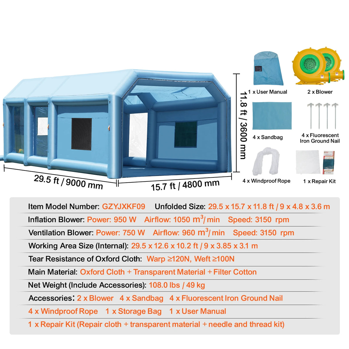 SucceBuy Inflatable Paint Booth Inflatable Spray Booth with Powerful Blowers and Air Filter System Portable Car Paint Booth