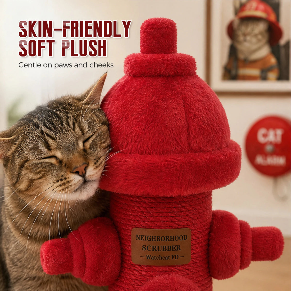 Fire Hydrant Sisal Cat Scratching Post Red Vertical Tall Cat Scratcher with Sisal Wrapped Post Cute Scratching Post for Indoor Cat Furniture Cat Toys