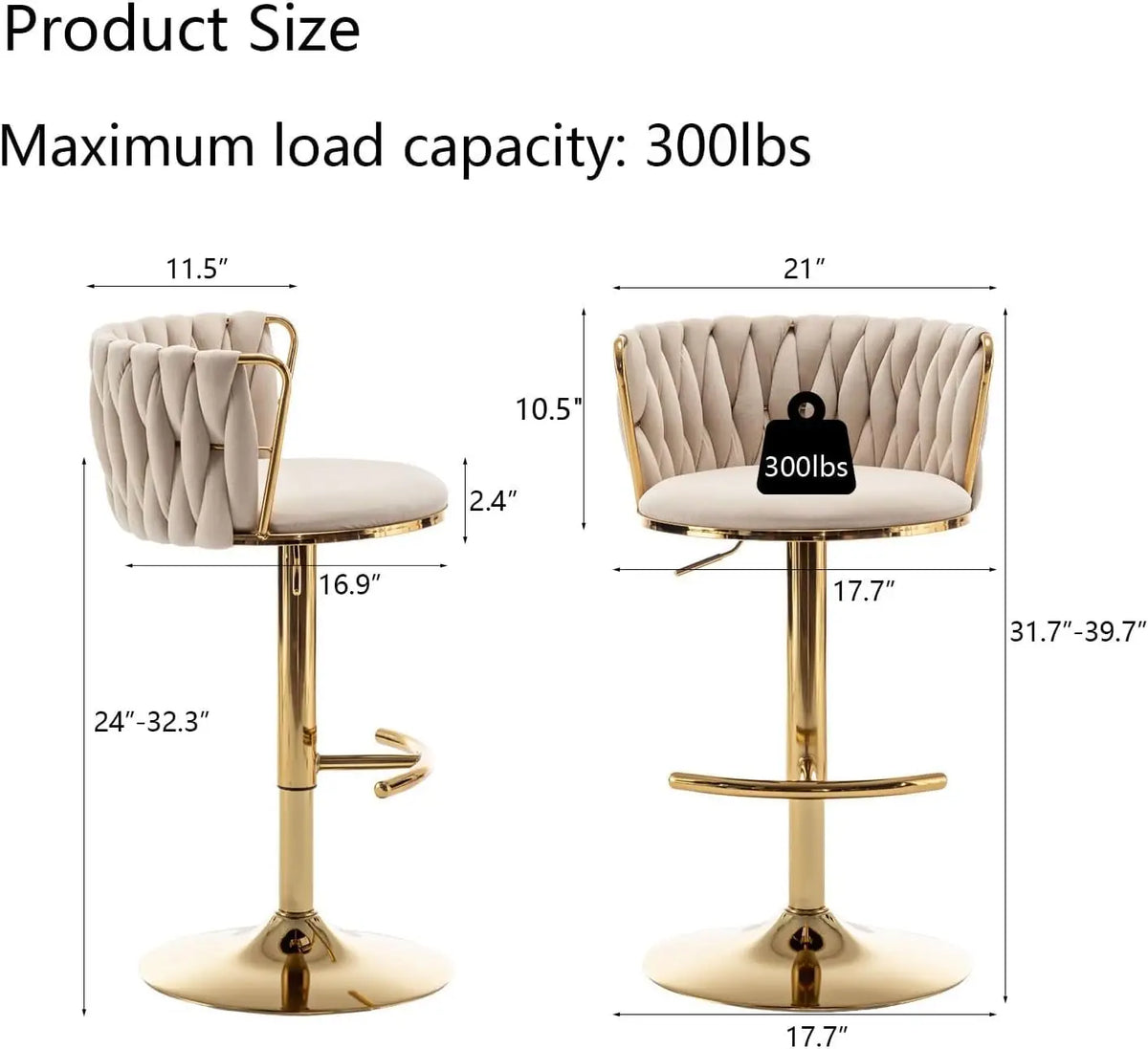 Mid Century Velvet Swivel Bar Stools With Woven Backrest and Support