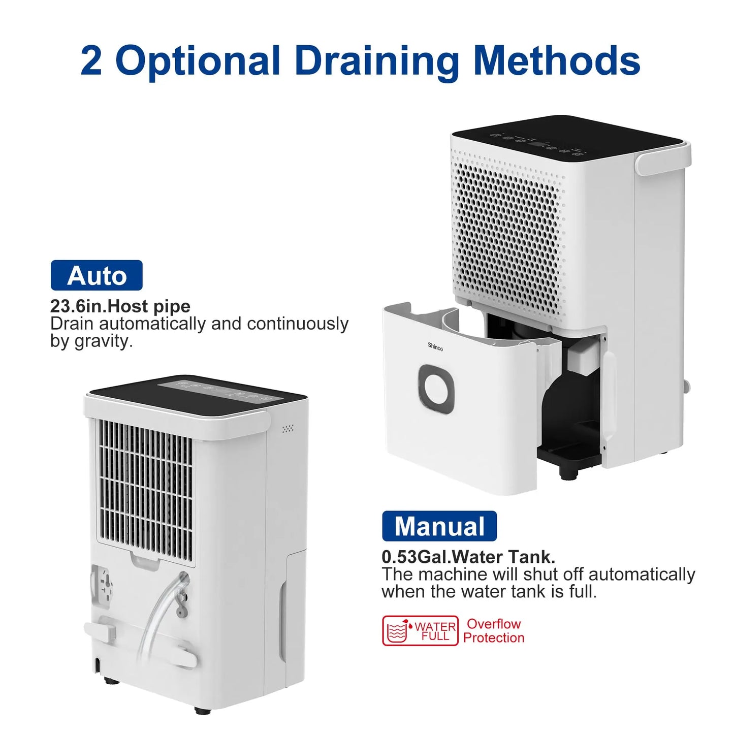 Shinco 30 Pint Dehumidifier For Home Basements With Drain Hose