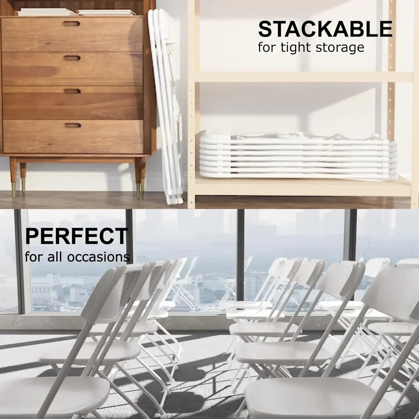 Plastic Folding Chairs 20 Pack Stackable Steel Frame