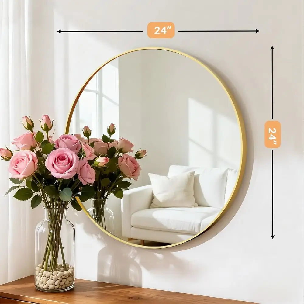 Round Vanity Mirror With Tempered Glass For Wall Mounting