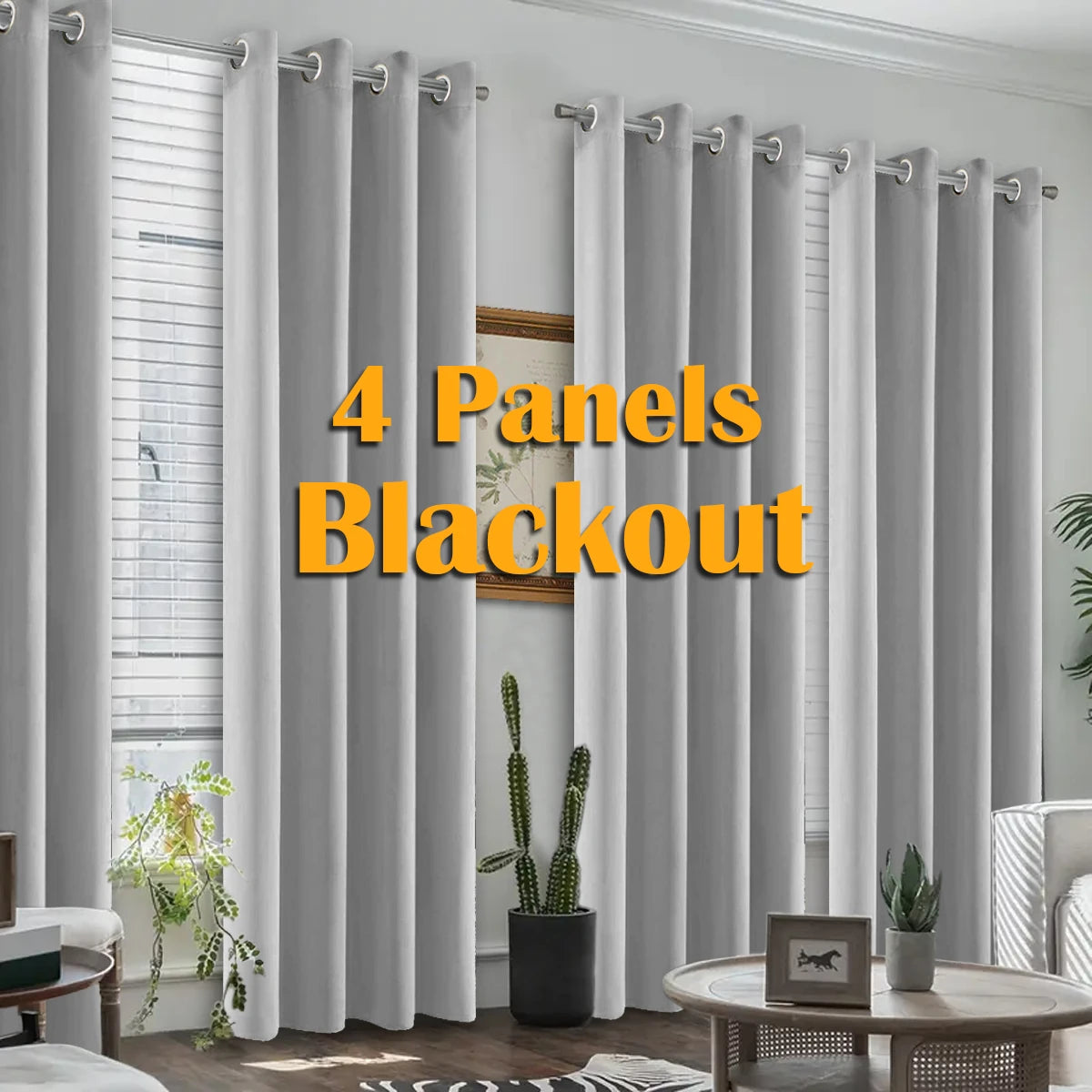 Blackout Curtains 4-Piece Heat Insulated Grommet Set For Bedroom