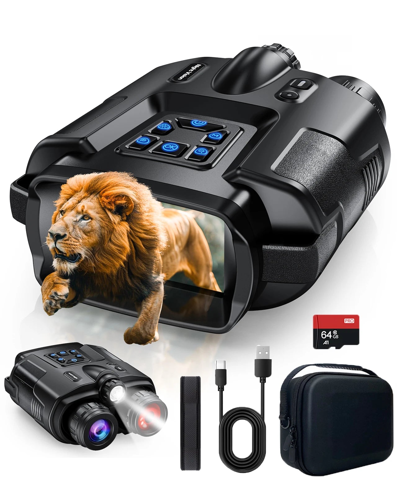 Letcmoi 4K Night Vision Binoculars With Tactical Light For Hunting