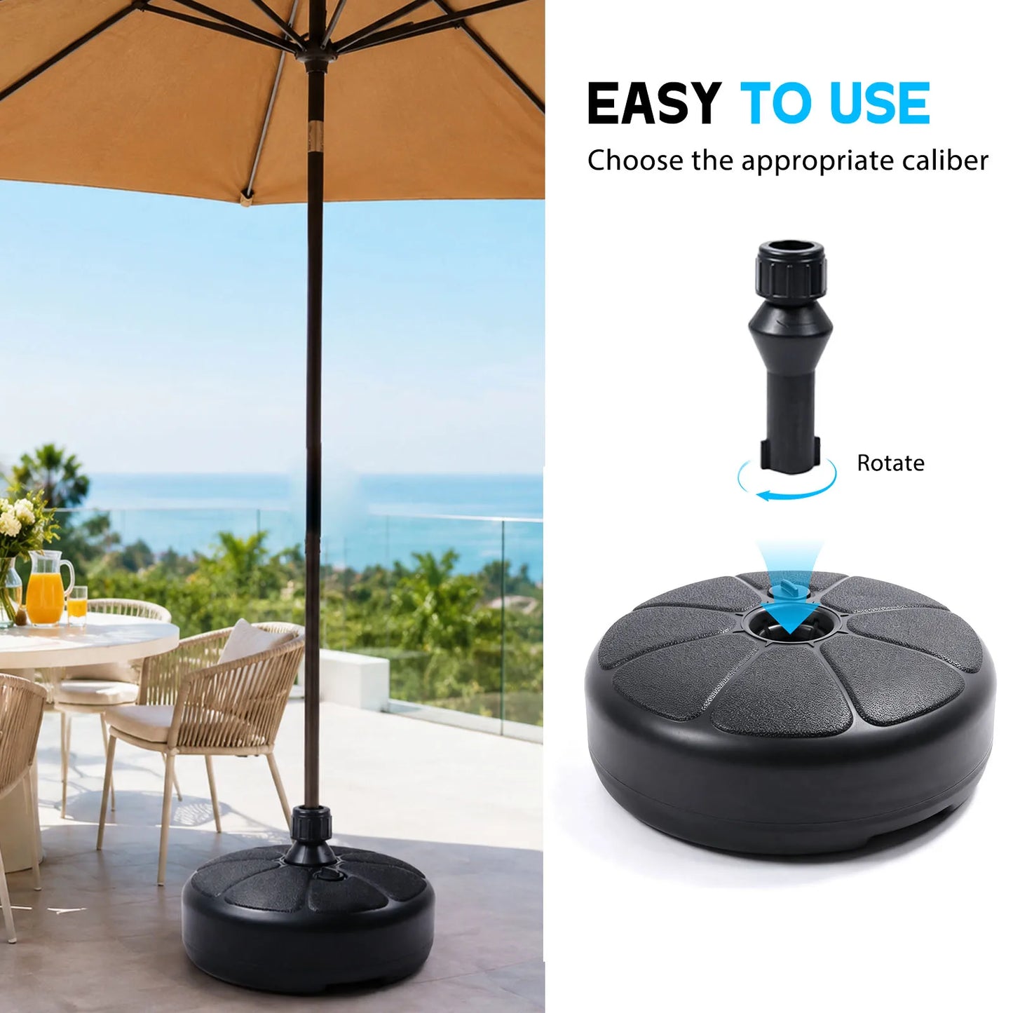 Heavy Duty Round Patio Parasol Base Stand For 36mm Umbrella Pole