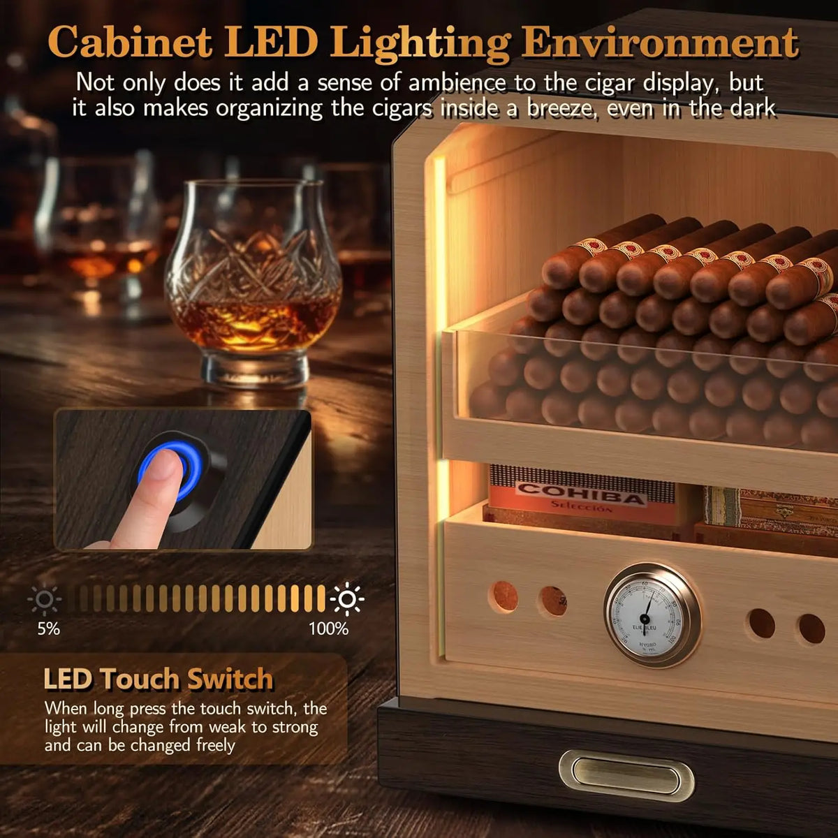 SEMKONT Cigar Humidor Cabinet With Automatic Humidity Control