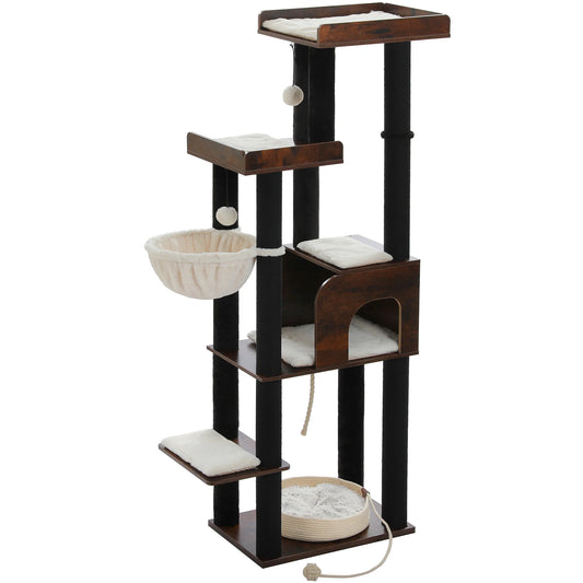 PAWZ Road Wood Cat Tree With Woven Bed And Perches