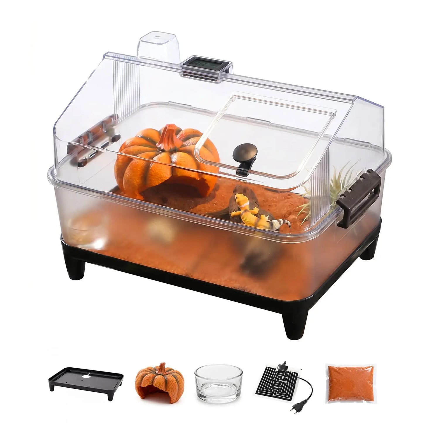 HiMiss Reptile Terrarium Kit With Acrylic Tank And Heating Pad