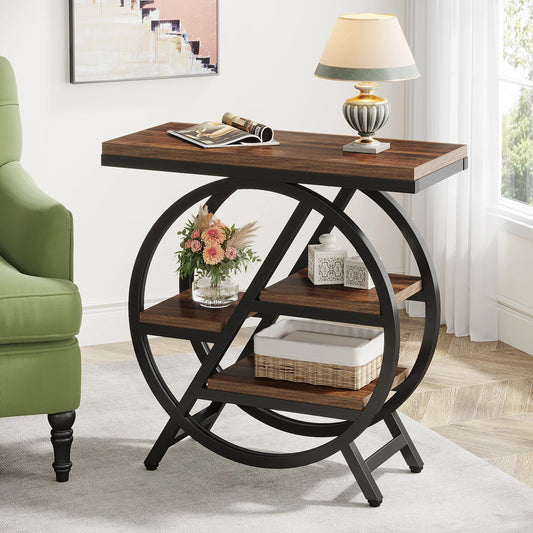Tribesigns End Table With 3 Shelves Industrial Wood Sofa Table