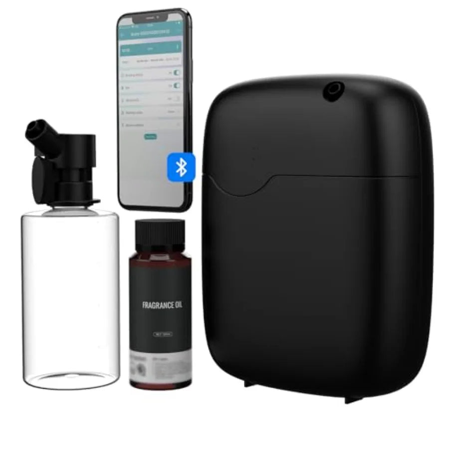 Hotel scent diffuser for aromatherapy, waterless essential oil diffuser with Bluetooth control, 400ml capacity, black, wall mou