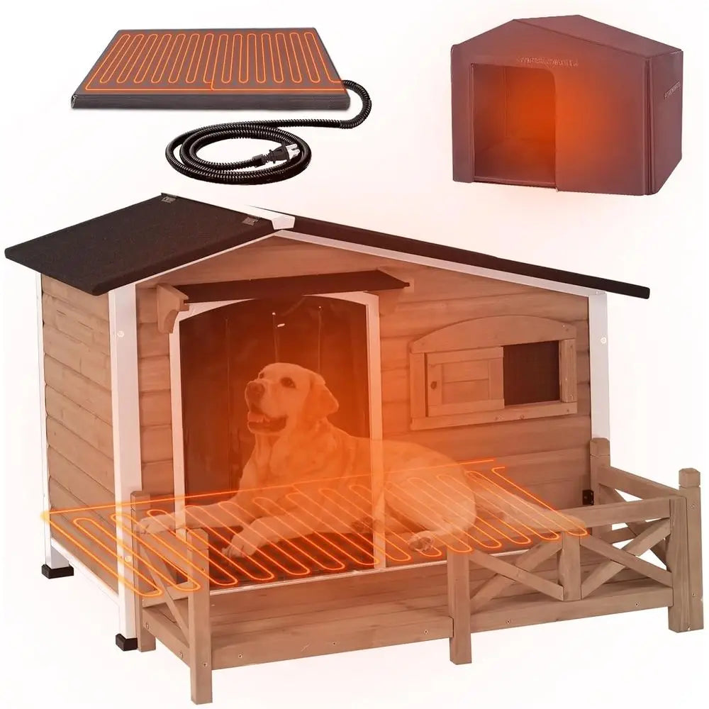 Insulated Outdoor Heated Dog House With Weatherproof Protective Design