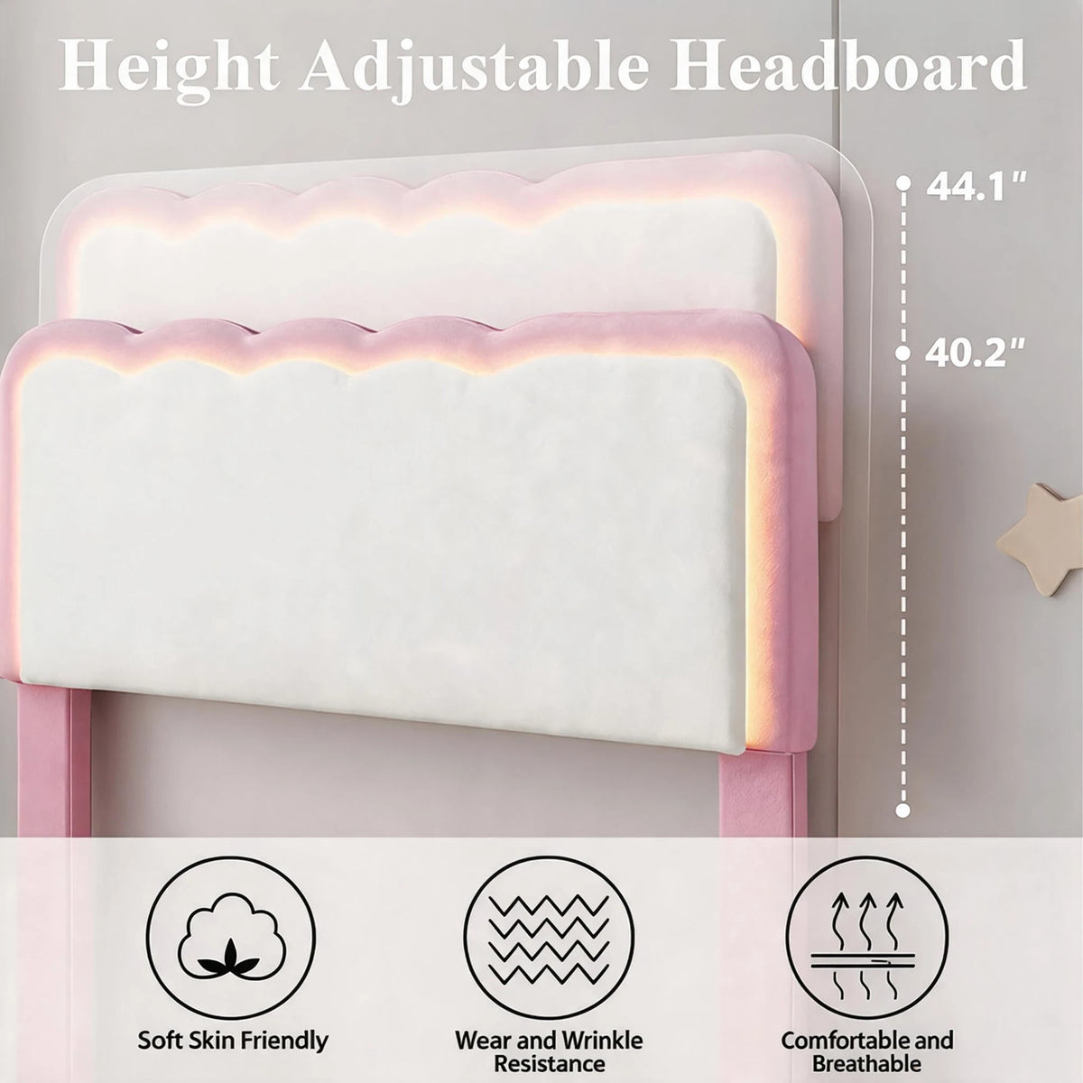 HiMiss Upholstered LED Bed Frame With Storage Drawers