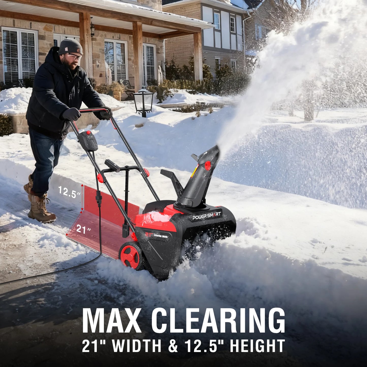 PowerSmart 15A Electric Snow Thrower With 180-Degree Chute