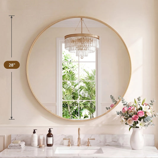 JHK Modern Round Framed Vanity Mirror for Bathroom Wall Decor
