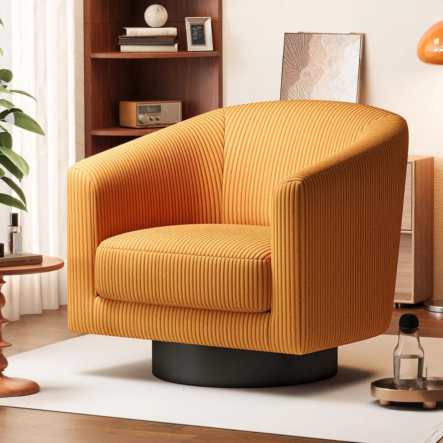 Modern Corduroy Swivel Accent Chair For Living Room Decor