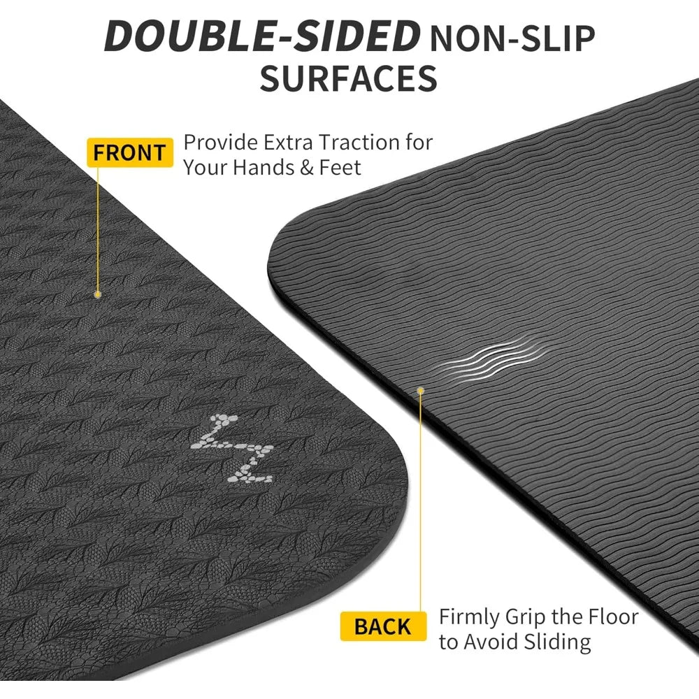 CAMBIVO TPE Yoga Mat Slip Resistant Extra Wide Workout