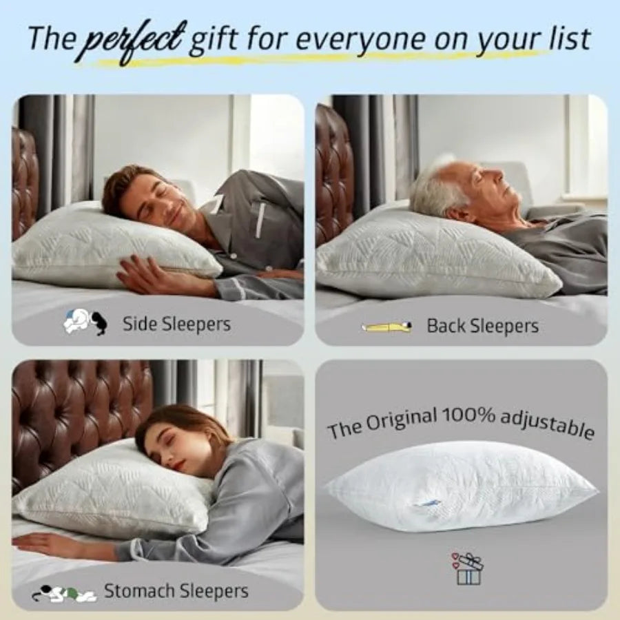 Cooling Pillow, Shredded Memory Foam Pillow for Hot Sleepers, Adjustable Firm Soft Support Pillows, Cool Bed Pillows for Side B
