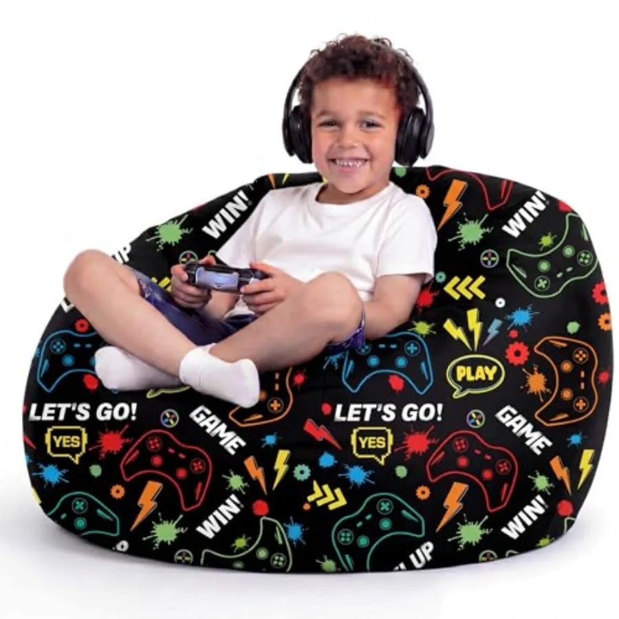 Large Car Racg Bean Bag Chairs Cover No Fillg Washable Stuffed Animal Storage Beanbag Chair for Canvas Bean Bag Cover with Zipp