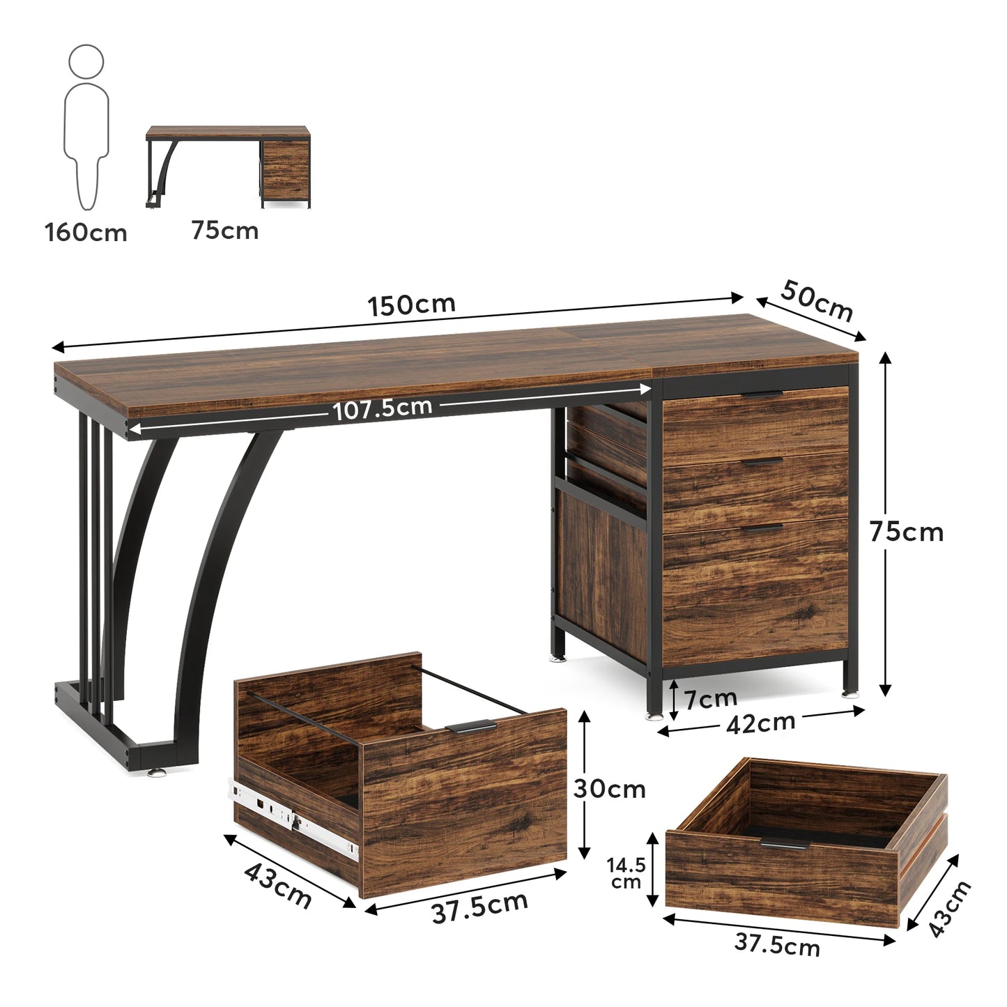 Tribesigns Computer Desk With 3 Drawers For Home Office