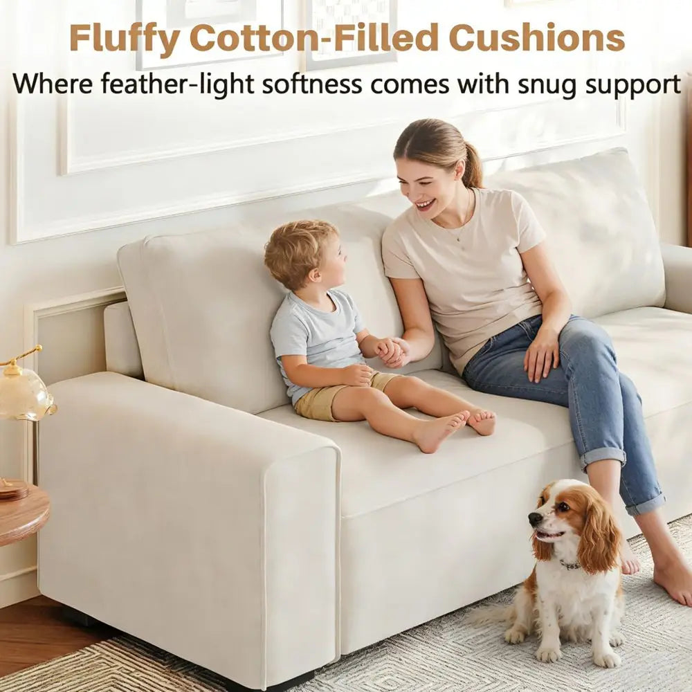 Chenille Cloud Sofa With Wide Armrests And Supportive Cushions