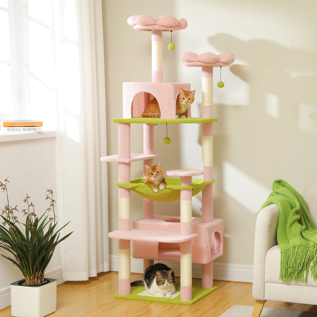 PEQULTI Multilevel Cat Tree Tower With Scratching Posts And Hammock