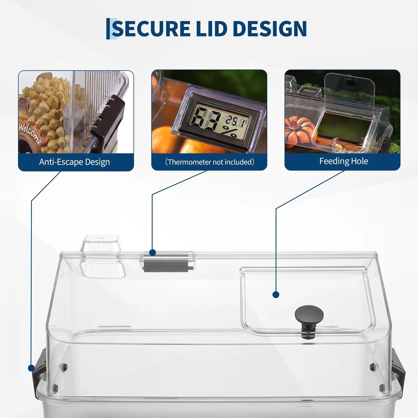 HiMiss Reptile Terrarium Kit With Acrylic Tank And Heating Pad