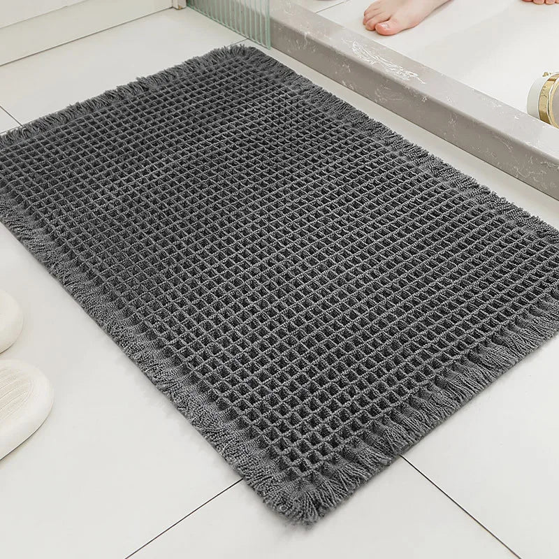 Waffle Bath Mat Non Slip Rubber Backed, Machine Washable, Ultra-Soft