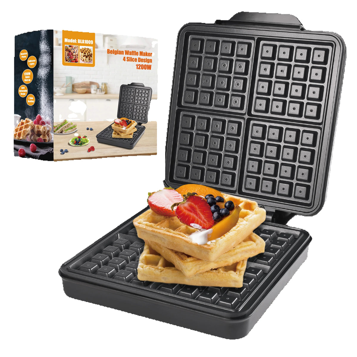 Belgian And Classic Nonstick Waffle Maker With Easy Cleanup