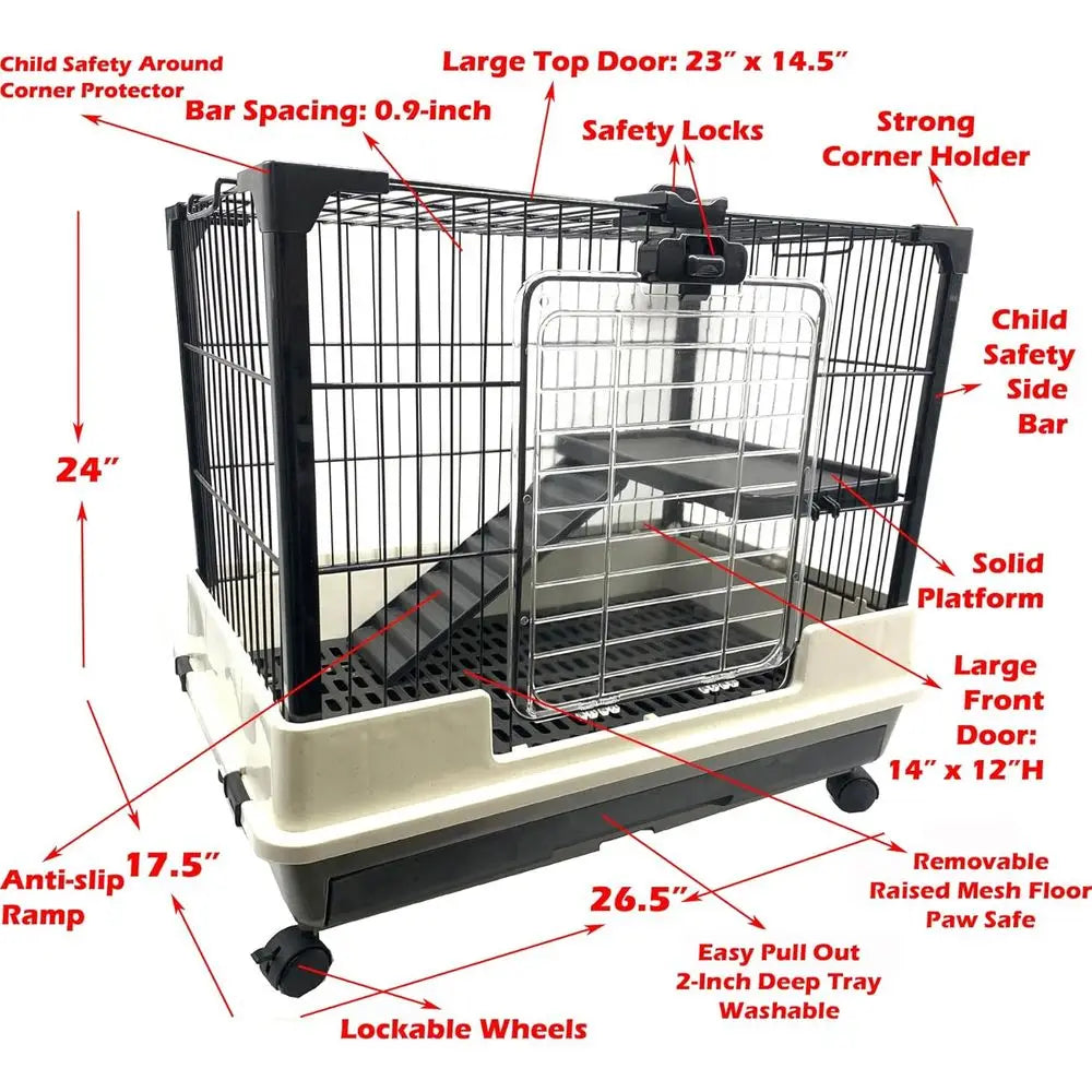 Multi Level Small Animal Cage With Spacious Playpen