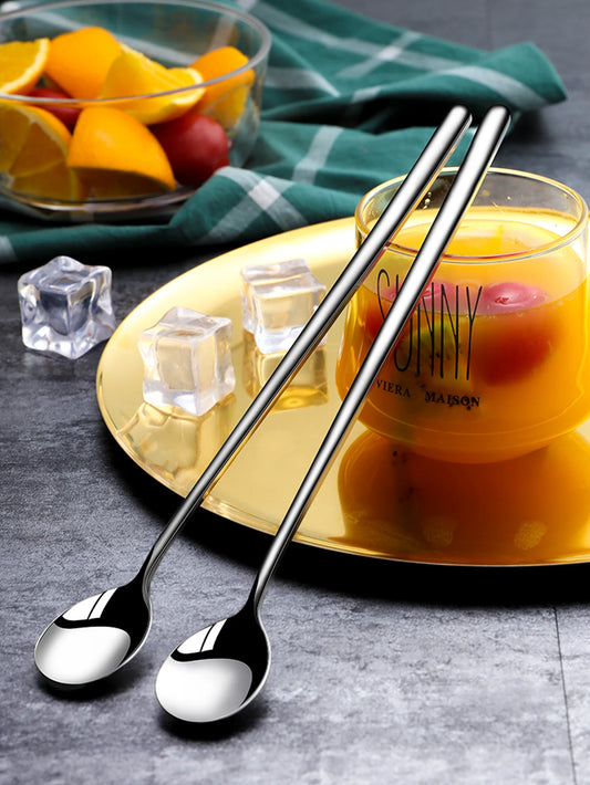 Stainless Steel Long-Handle Spoons Set Of 5 For Coffee