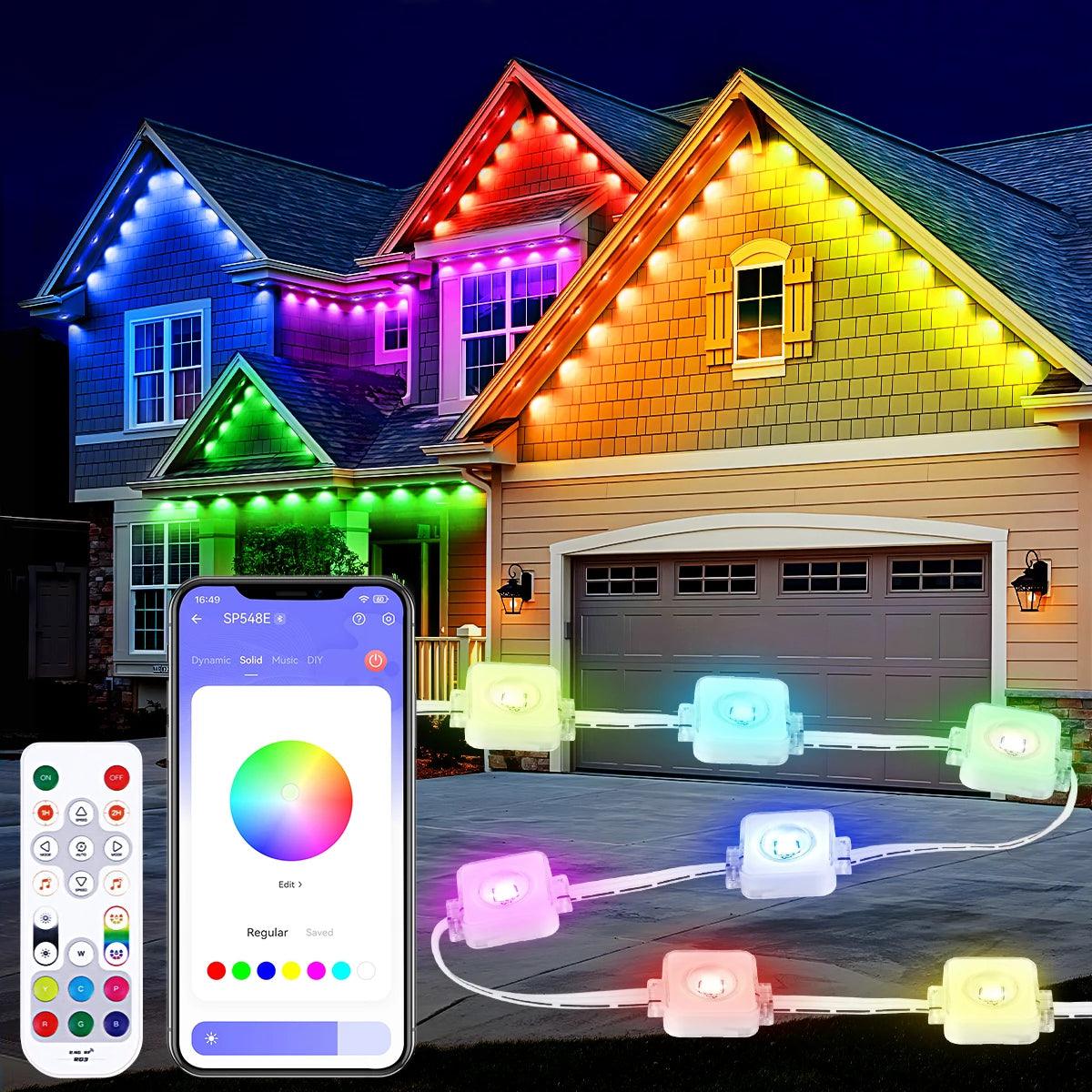 Aiopp Permanent Outdoor Lights RGBIC IP67 Waterproof 100 Scene Modes