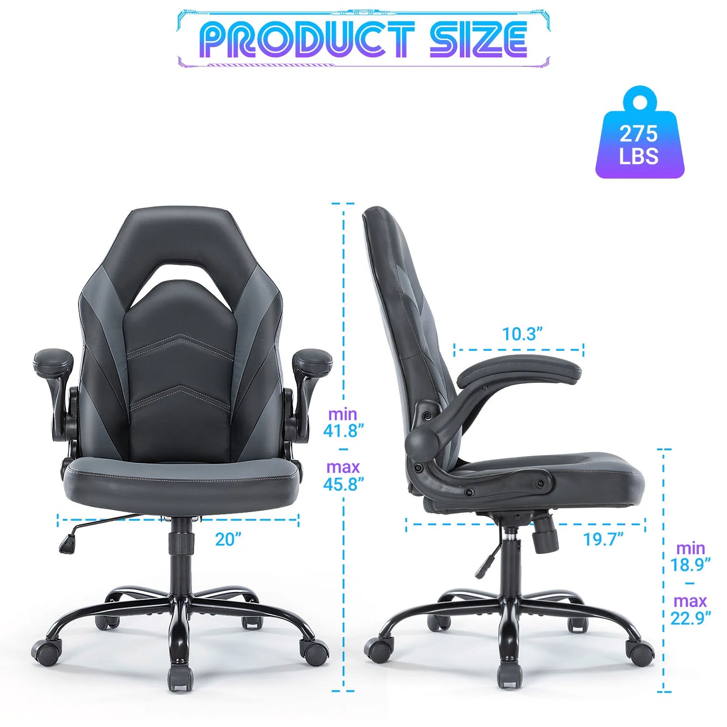 JHK Ergonomic Office Gaming Desk Chair With PU Leather Armrests