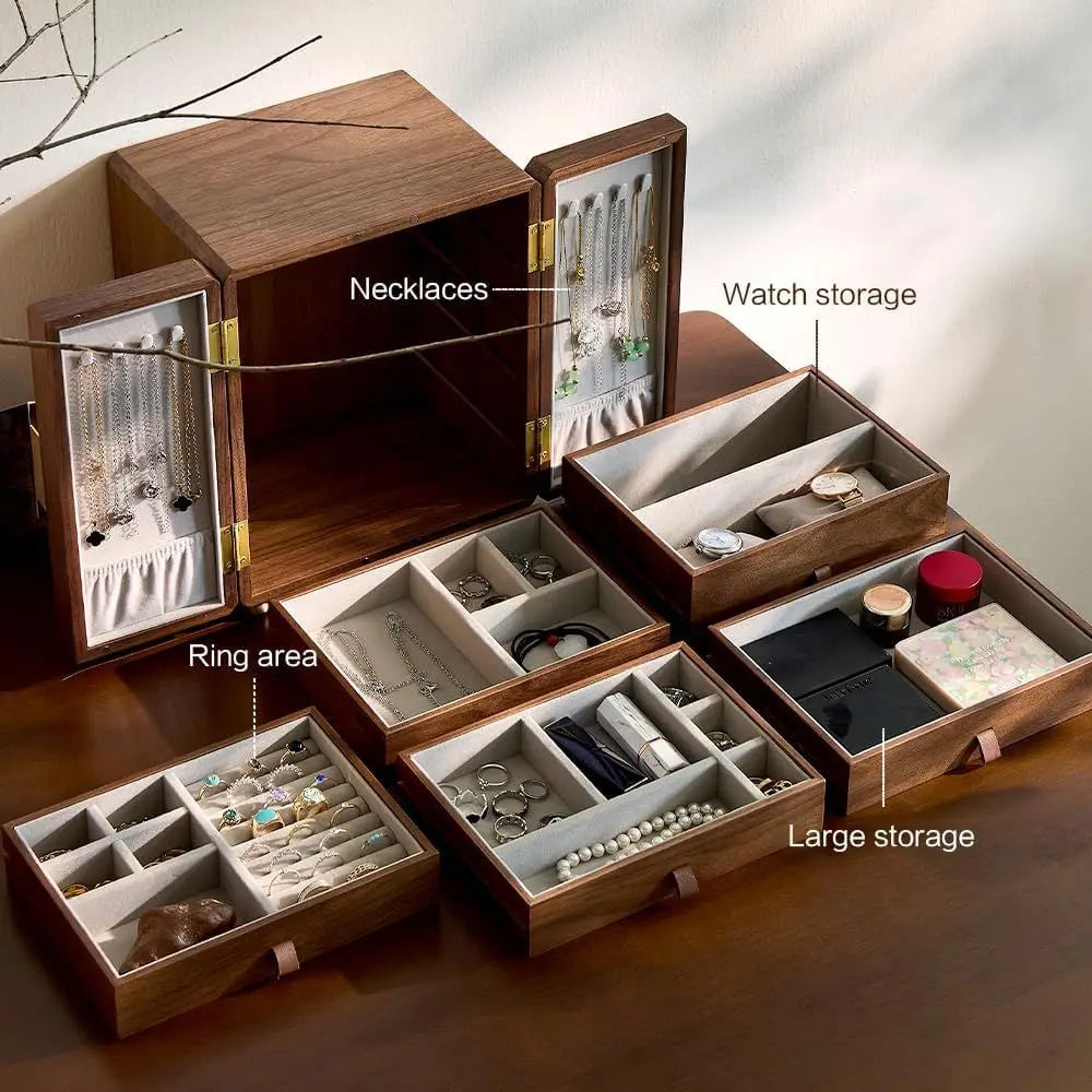 RBXC Handcrafted Wooden Jewelry Box With Velvet Interior