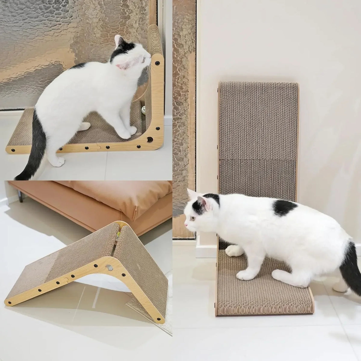 L Shape Cardboard Indoor Cat Scratching Post For Feline Pets