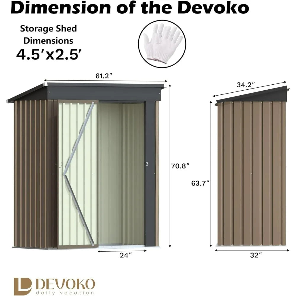 Devoko Outdoor Storage Shed Lockable Metal Garden House