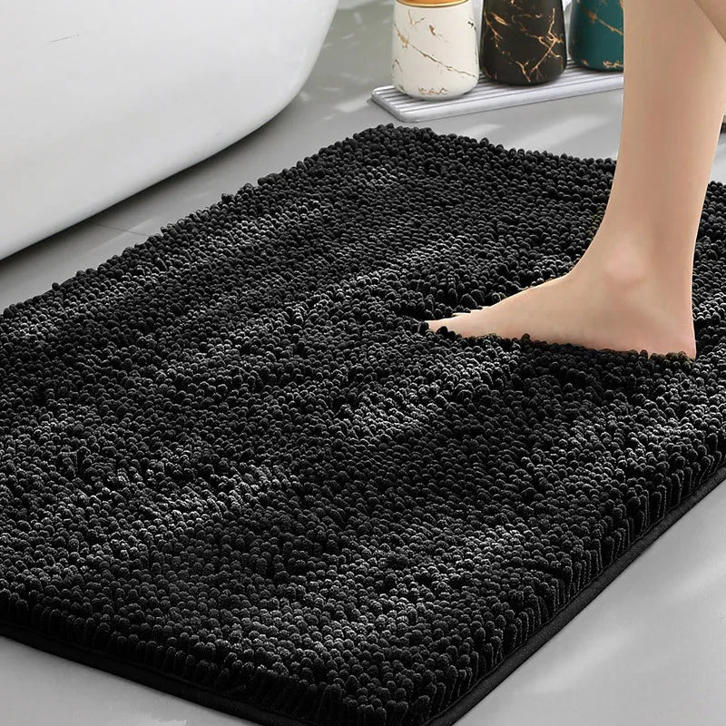 Ultra-Soft Chenille Plush Bath Mat, Super Absorbent, Machine Washable
