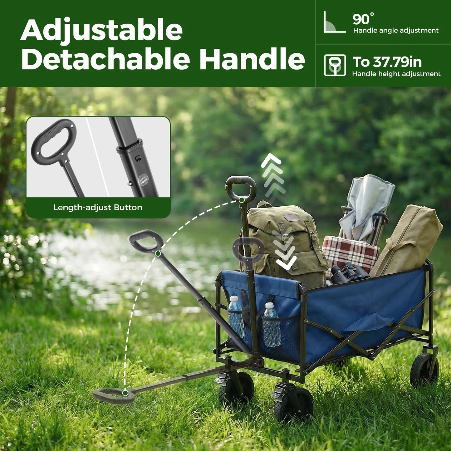 JHK Heavy Duty Collapsible Utility Wagon For Outdoor Use