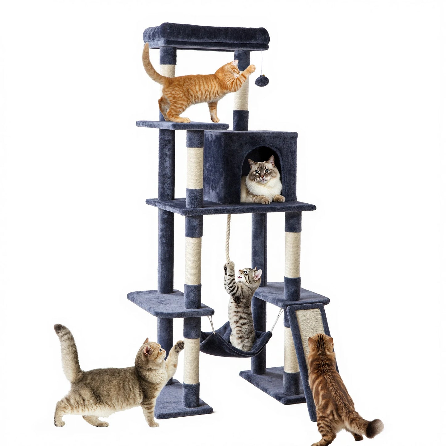 JHK Multi Level Cat Tree With Sisal Scratching Posts