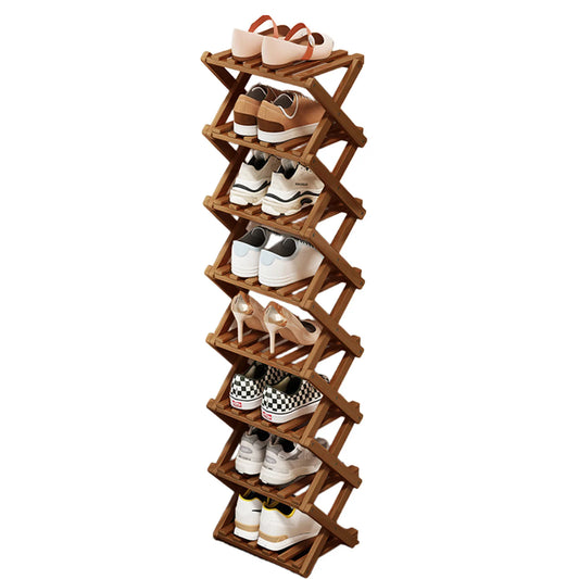 Universal Bamboo Shoes Rack Organizer Storage PC For Home Entryway Closet Bedroom Living Room Space Saving Multi Layer Durable Lightweight Easy Assembly Portable Shoe Shelf Holder Stand With PC Connectors Accessories Kit Prem