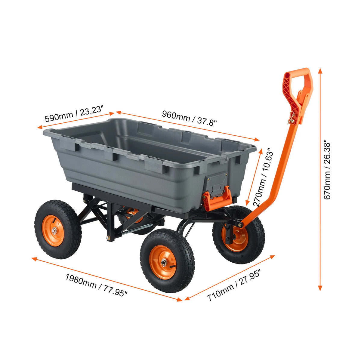 SucceBuy Heavy Duty Garden Dump Cart With Steel Frame