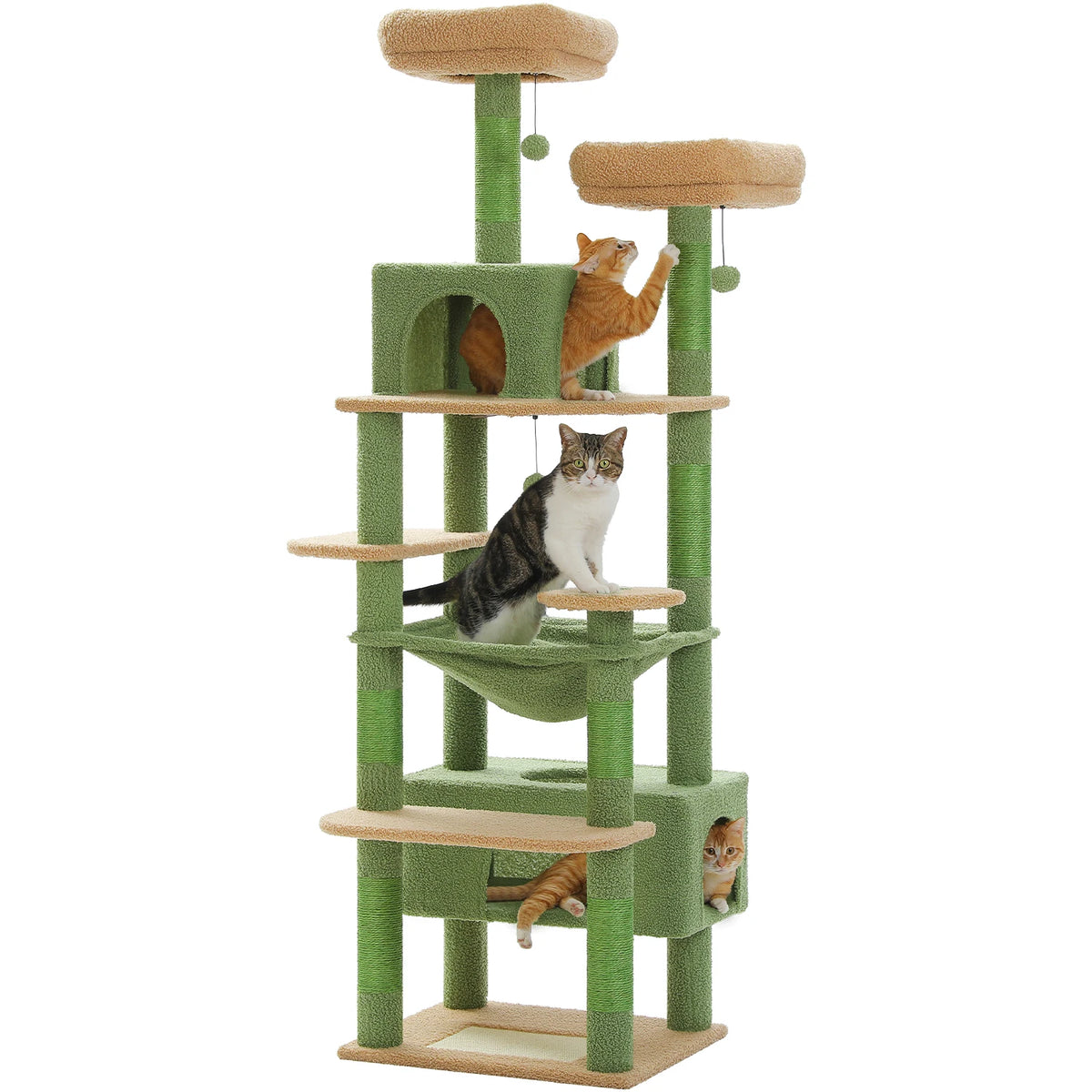 PEQULTI Multilevel Cat Tree Tower With Scratching Posts And Hammock