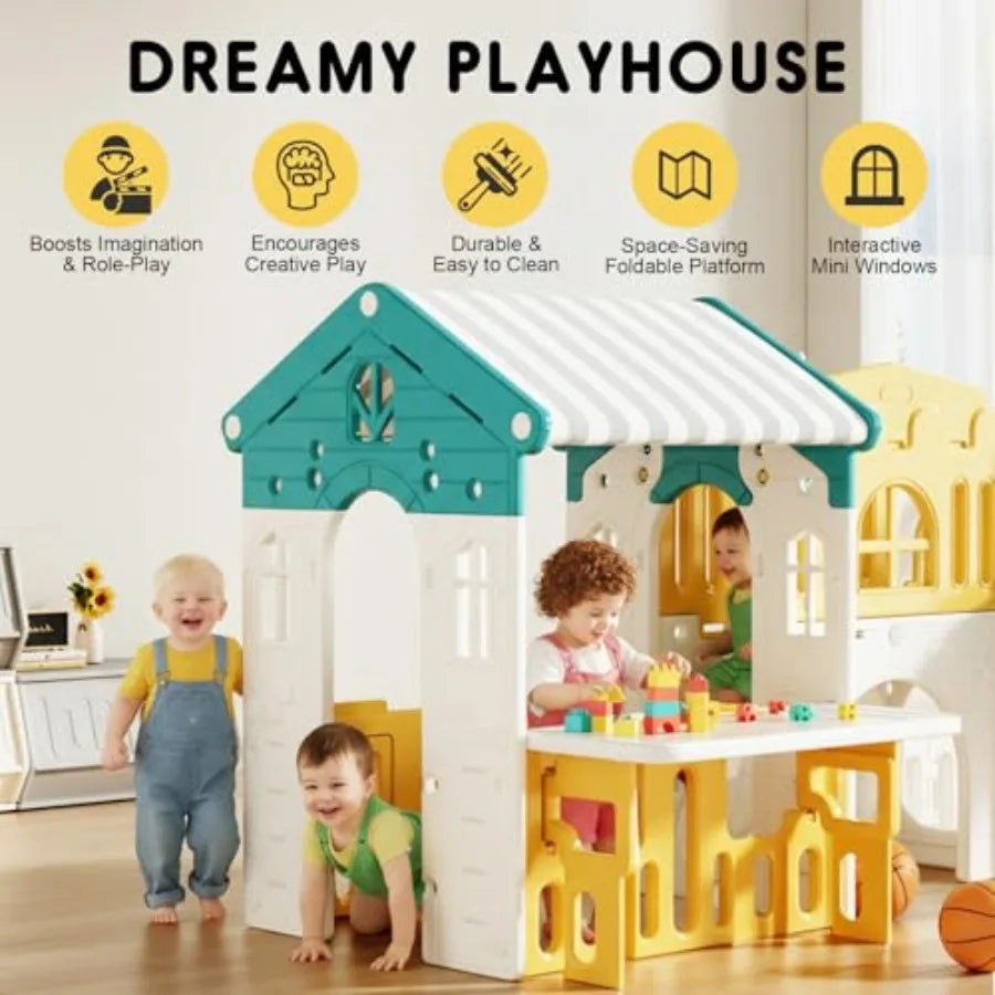 Wooden 10-in-1 Outdoor Toddler Playset With Slide And Climber