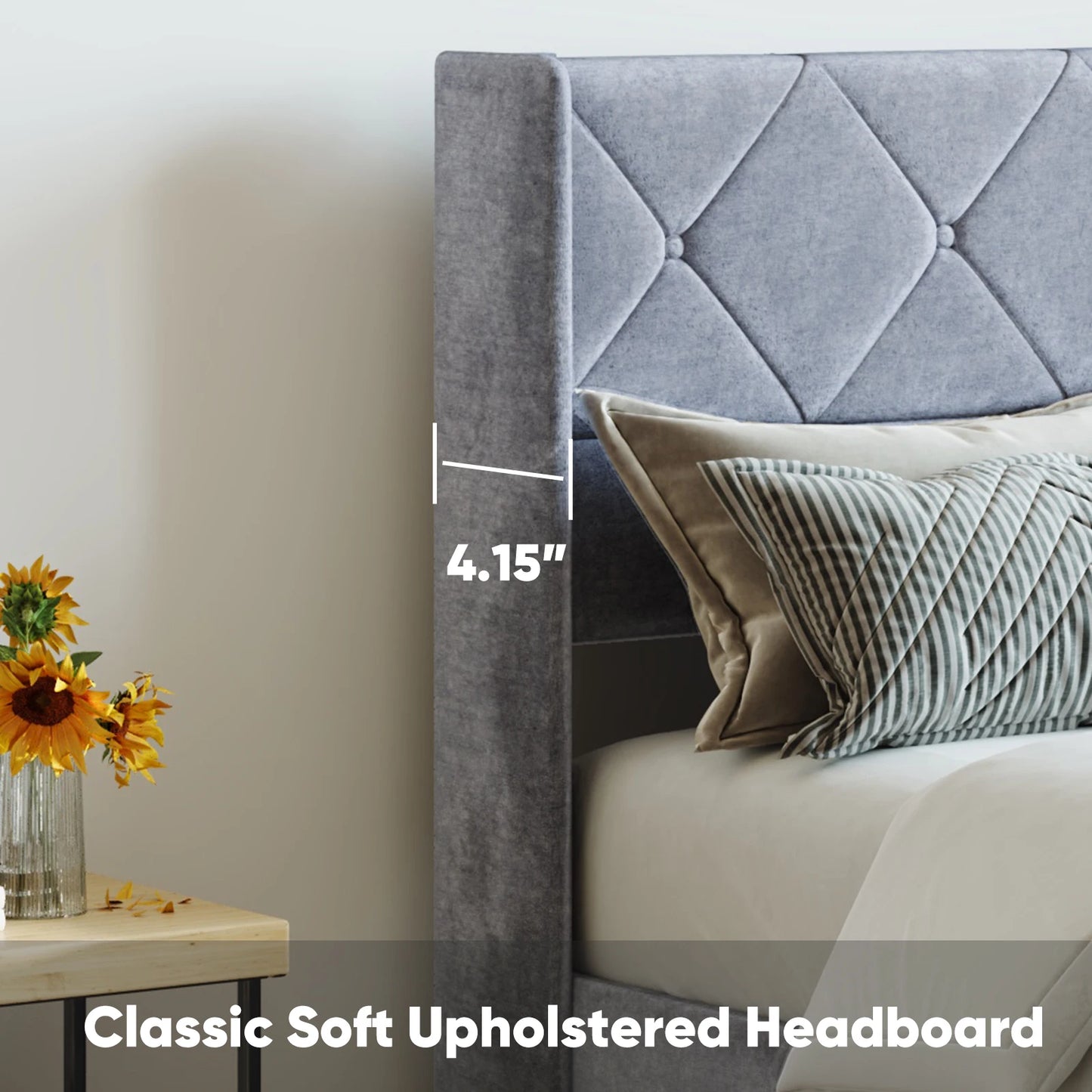 JHK Hydraulic Lift Storage Bed Featuring Wingback Headboard