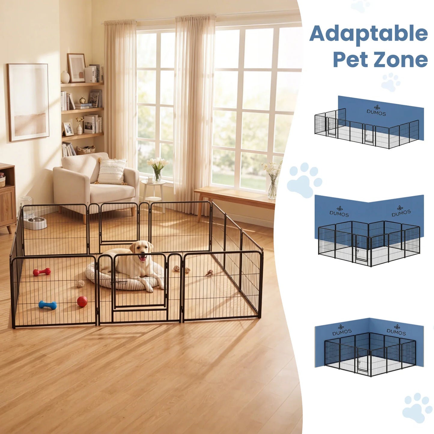 JHK Metal 12-Panel Dog Playpen Foldable Outdoor Fence