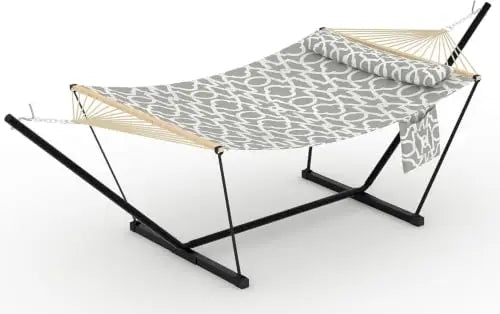 2-Person Hammock with Steel Stand, Portable & Foldable, 12FT, 450LBS | Adjustable steel frame, anti-tip stable design