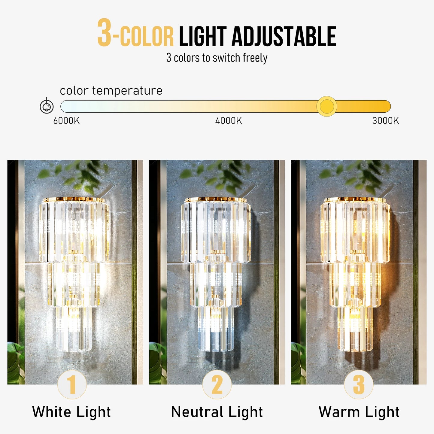 Crystal Wall Lamp LED Sconce For Living Room Bedroom