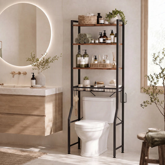 JHK 4 Tier Freestanding Bathroom Over Toilet Storage Organizer Rack