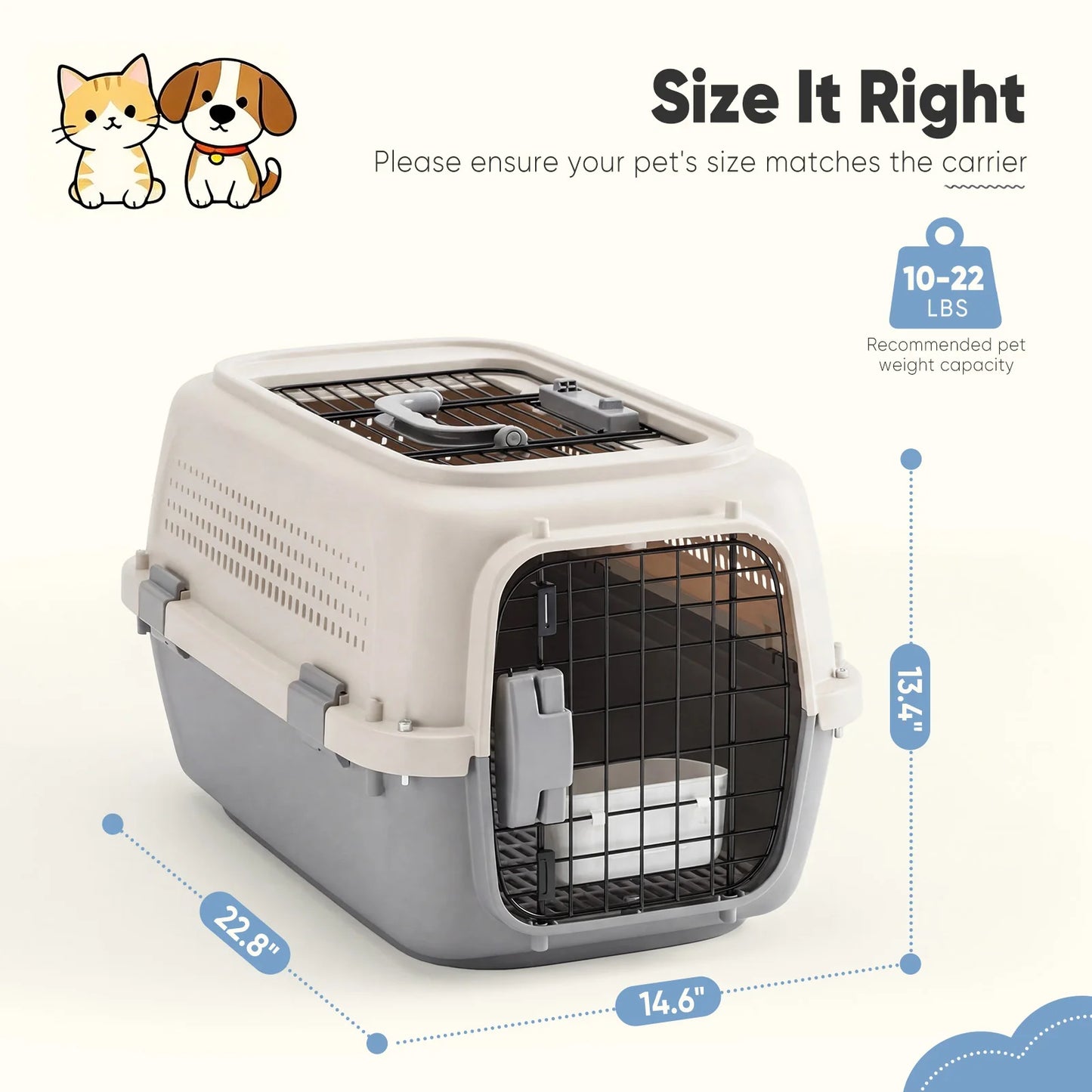 Pet Carrier Small Dogs Cats Front Top Load Wire Door